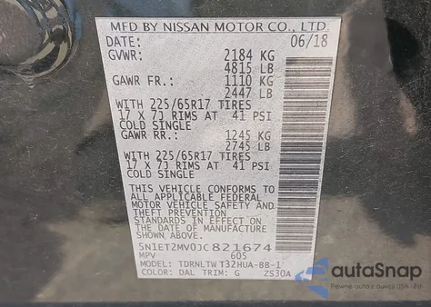 2018 Nissan Rogue Hybrid Sv from USA, damaged, VIN 5N1ET2MV0JC821674